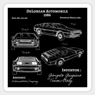 DeLorean Automobile 1986 Patent Poster, DeLorean Car Patent illustration Sticker